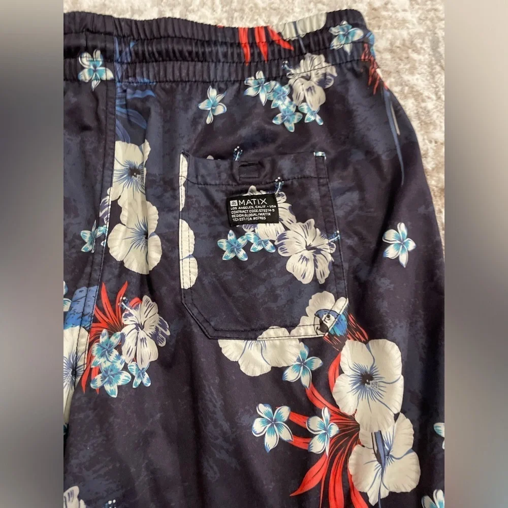 Matix Men's Floral Swim Shorts - Black, Blue, Red size L